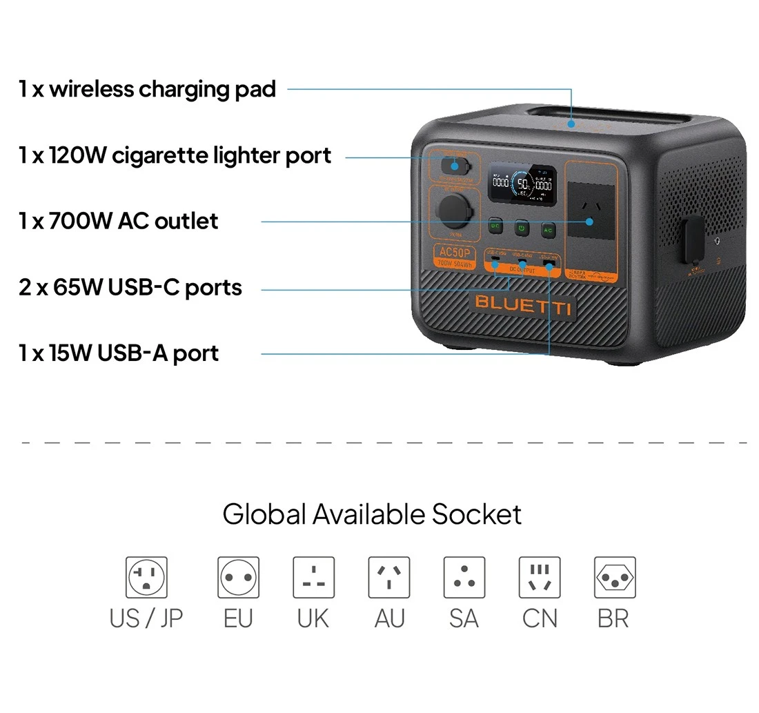 Power Station Portabil Bluetti AC50P 700W 504Wh [2]