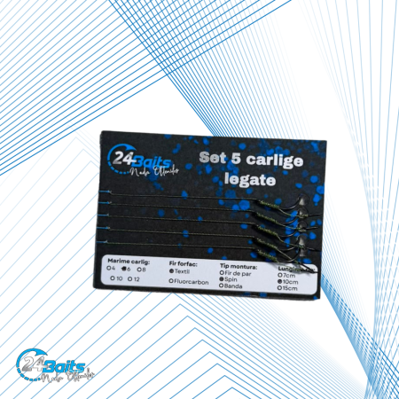 Monturi si accesorii - Set 5 Cârlige Legate cu Spin Premium Hayabusa KRB pentru Pescuitul Crapului | 24Baits