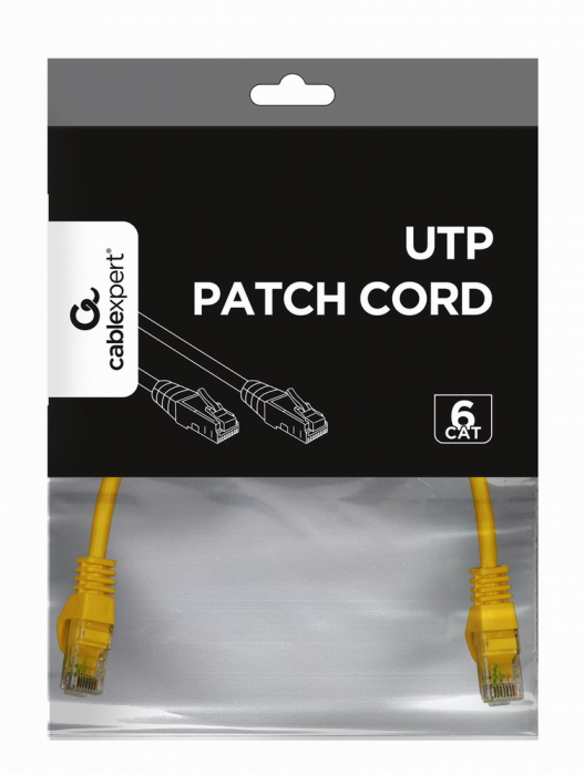 Cablu patch UTP GEMBIRD Cat6, cupru-aluminiu, 0.25 m, Galben, AWG26 [2]