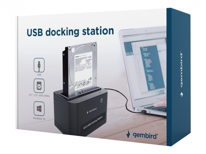 Docking Station USB 2.0  pentru hard disk-uri SATA de 2,5 și 3,5 inch Negru GEMBIRD [1]