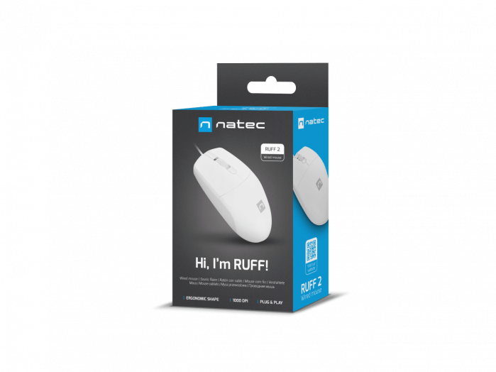 Mouse Natec Ruff 2 1000 DPI  cu fir 1.5M USB Alb [1]