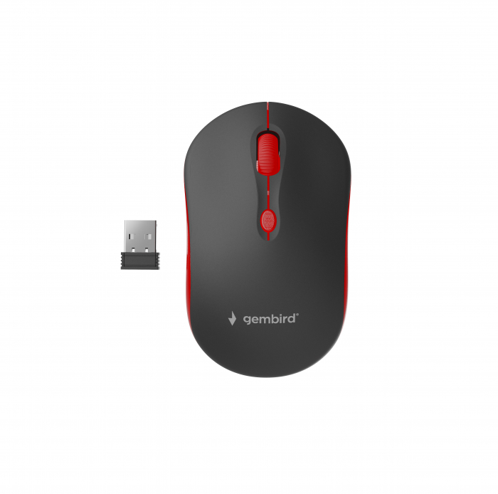 Mouse, wireless Gembird, 1600 dpi, Negru / Rosu [4]