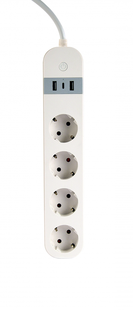 Prelungitor Gembird inteligent cu porturi incarcare USB, 4 prize, alb [3]