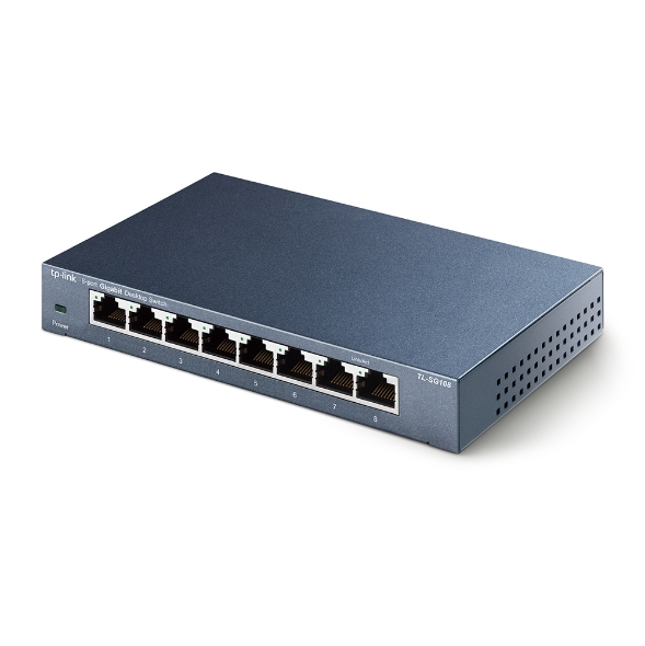 TPLINK TL-SG108 TP-Link 8-port Desktop Gigabit Switch, 8 10/100/1000M RJ45 ports, steel case [2]