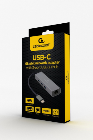 Adaptoare - Adaptor de rețea Gigabit USB-C cu HUB USB 3.1 cu 3 porturi