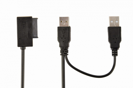 Adaptoare-PC - Cablu Adaptor 2 x USB la Slim SATA HDD 0.5m, Gembird A-USATA-01