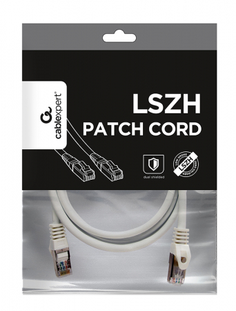Cablu patch S/FTP GEMBIRD Cat6a, LSZH, cupru, 3 m, alb, AWG27, dublu ecranat PP6A-LSZHCU-W-3M [1]