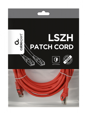 Cablu patch S/FTP GEMBIRD Cat6a, LSZH, cupru, 5 m, rosu, AWG27, dublu ecranat PP6A-LSZHCU-R-5M [1]