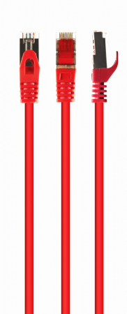 Cabluri Retea - Cablu patch S/FTP GEMBIRD Cat6a, LSZH, cupru, 5 m, rosu, AWG27, dublu ecranat PP6A-LSZHCU-R-5M