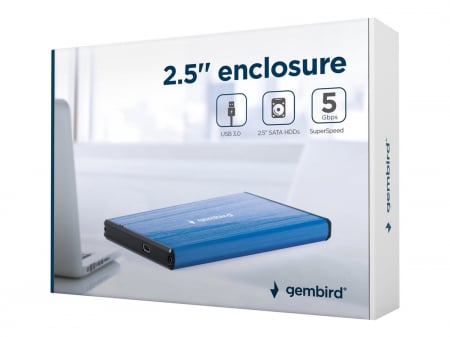 Periferice & Accesorii - Rack extern 2.5" pentru HDD SATA cu USB 3.0 Albastru intens, GEMBIRD