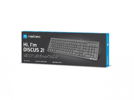 Tastaturi - Tastatura NATEC NKL-1829 Discus 2 SLIM USB US Layout Slim Neagra