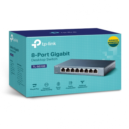 Switch-uri - TPLINK TL-SG108 TP-Link 8-port Desktop Gigabit Switch, 8 10/100/1000M RJ45 ports, steel case