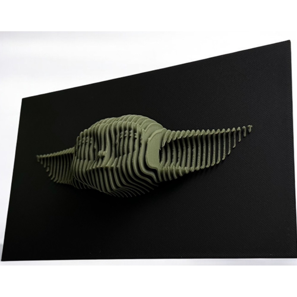 Tablou 3D in Relief Grogu (Baby Yoda) “ Sculptura Printata 3D, Baza Neagra, Contrast de Culoare, Inspirat din Star Wars [1]