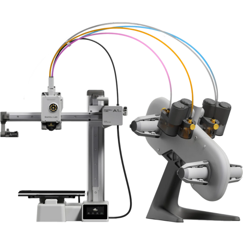 Imprimante 3D - Imprimanta 3D Bambu Lab A1 mini Combo, Imprimare cu Maxim 4 Culori, Viteza Maxima 500 mm/s, Volum 180x180x180mm, Calibrare si Schimbare Filament Complet Automat