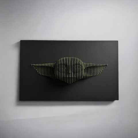 Tablou 3D in Relief Grogu (Baby Yoda) “ Sculptura Printata 3D, Baza Neagra, Contrast de Culoare, Inspirat din Star Wars [2]