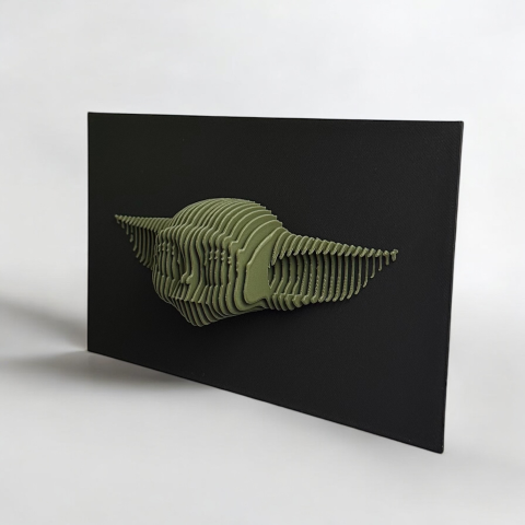 Tablou 3D in Relief Grogu (Baby Yoda) “ Sculptura Printata 3D, Baza Neagra, Contrast de Culoare, Inspirat din Star Wars [4]