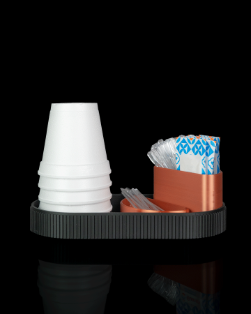 Pentru birou - Organizator Cafea Premium din PLA – Suport pentru Pahare, Paletine și Zahăr