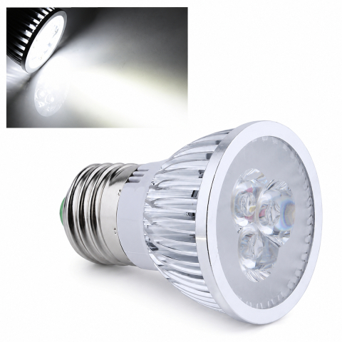 Spoturi LED cu soclu - Spot LED 4LED GU5.3 MR16-E27-48SMD3528, 3W, 3000K alb cald