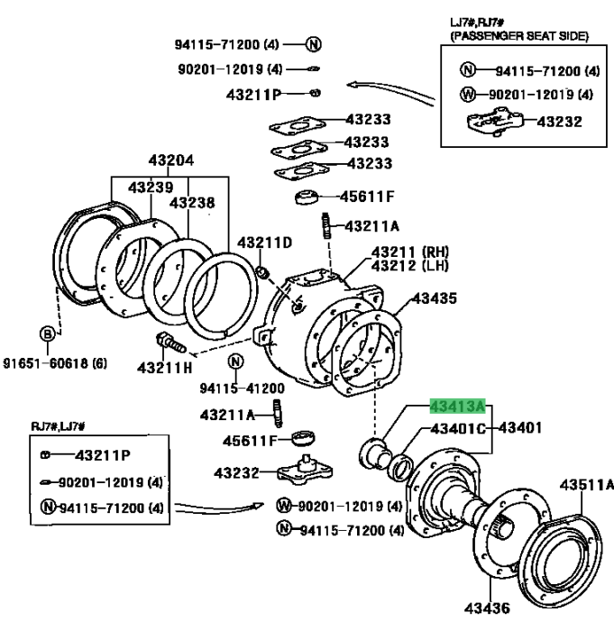 Bucșă bronz planetară fuzetă față OE Toyota Land Cruiser J70 >1990 / J80 <1992 [3]