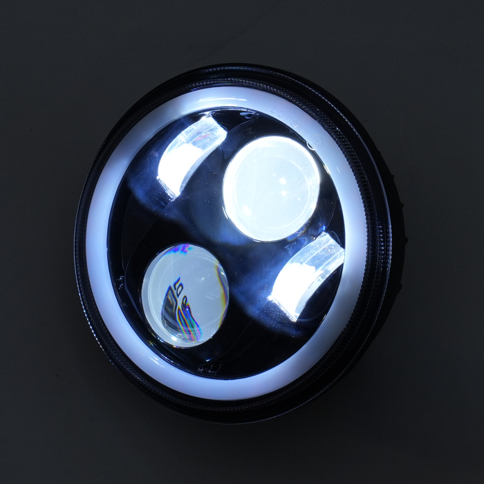 Far LED rotund 5.75 inch - cu DRL angel-eyes alb si semnalizare galbena - 9-30V [4]