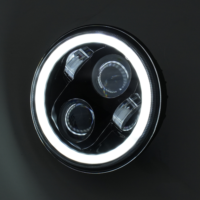Far LED rotund 5.75 inch - cu DRL angel-eyes alb si semnalizare galbena - 9-30V [2]