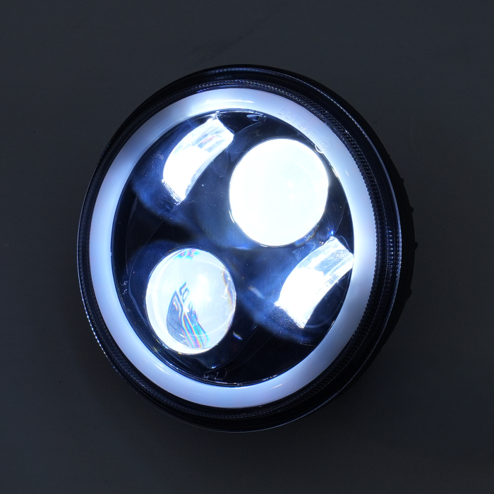 Far LED rotund 5.75 inch - cu DRL angel-eyes alb si semnalizare galbena - 9-30V [5]