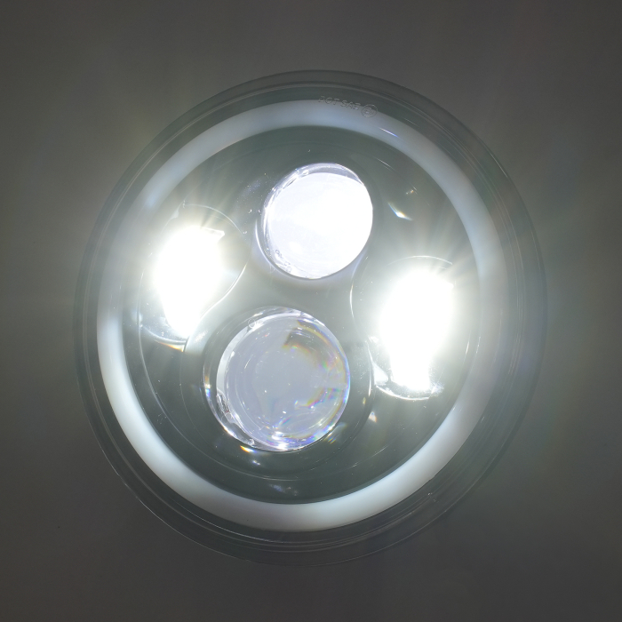 Far LED rotund 7 inch - cu DRL angel-eyes alb si semnalizare galbena - 9-30V [4]