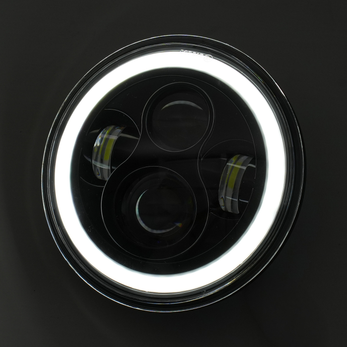 Far LED rotund 7 inch - cu DRL angel-eyes alb si semnalizare galbena - 9-30V [2]