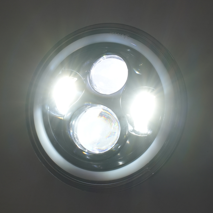 Far LED rotund 7 inch - cu DRL angel-eyes alb si semnalizare galbena - 9-30V [5]