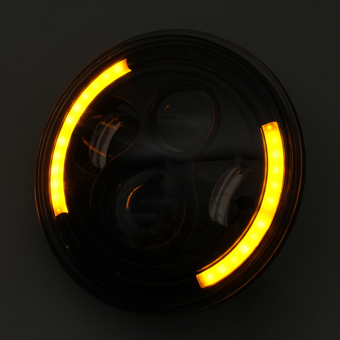 Far LED rotund 7 inch - cu DRL model semicerc alb si semnalizare galbena - 9-30V [3]
