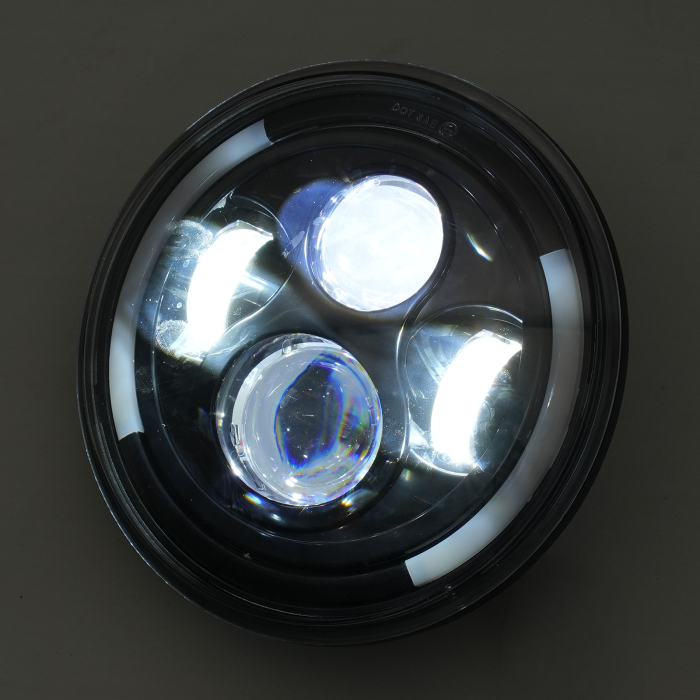 Far LED rotund 7 inch - cu DRL model semicerc alb si semnalizare galbena - 9-30V [4]