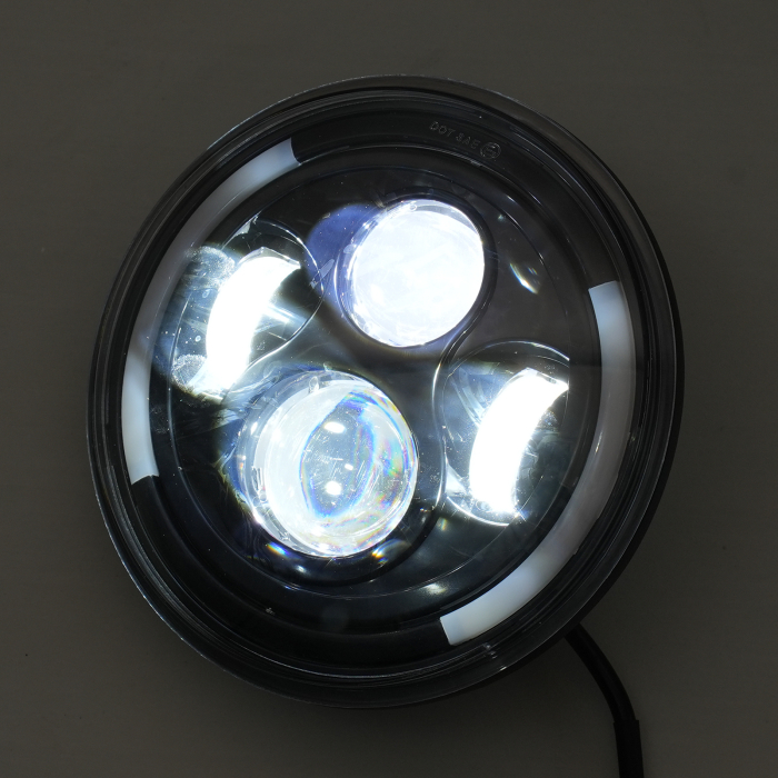 Far LED rotund 7 inch - cu DRL model semicerc alb si semnalizare galbena - 9-30V [5]