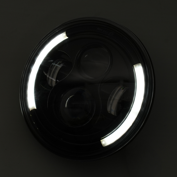 Far LED rotund 7 inch - cu DRL model semicerc alb si semnalizare galbena - 9-30V [2]