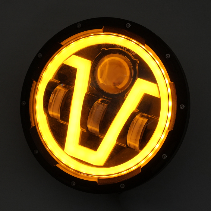 Far LED rotund 7 inch - cu DRL model V alb si semnalizare galbena - 9-30V [3]