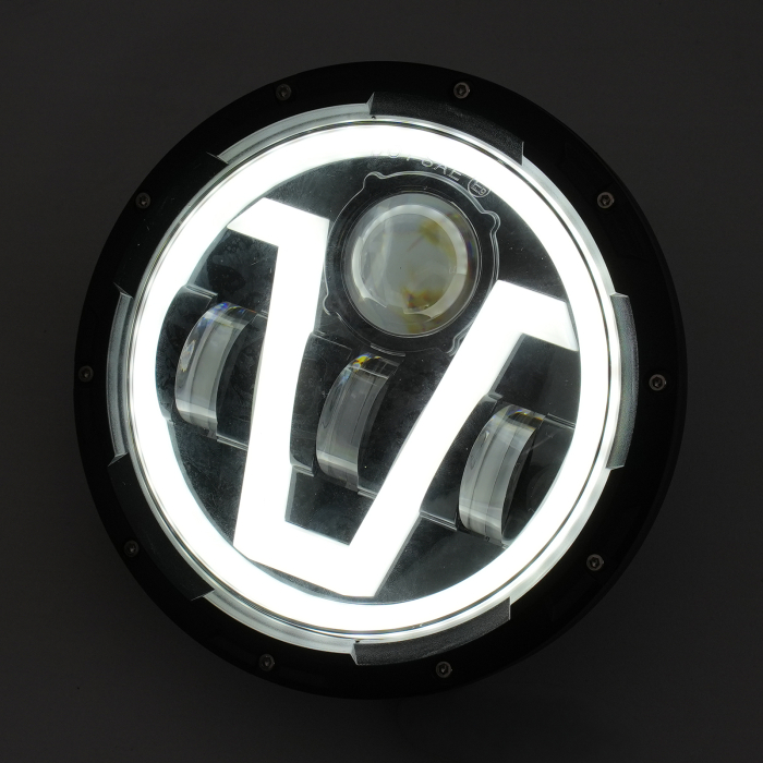 Far LED rotund 7 inch - cu DRL model V alb si semnalizare galbena - 9-30V [2]
