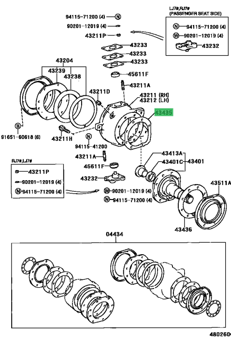 Garnitură fuzetă față OE Toyota Land Cruiser J70 - din spatele fuzetei [2]