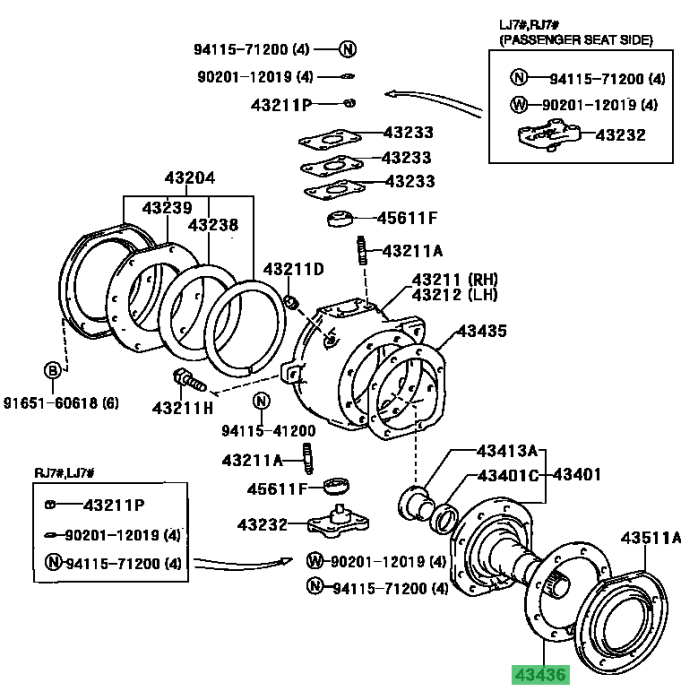 Garnitură fuzetă față OE Toyota Land Cruiser J70 / J80 - din fața fuzetei [2]