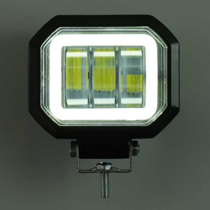 Proiector LED patrat 30W cu inel DRL lumina alba - 12-24V [3]