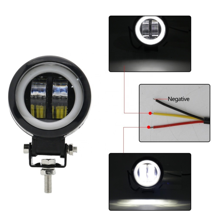 Proiector LED rotund 30W cu inel DRL lumina alba - 12-24V [2]