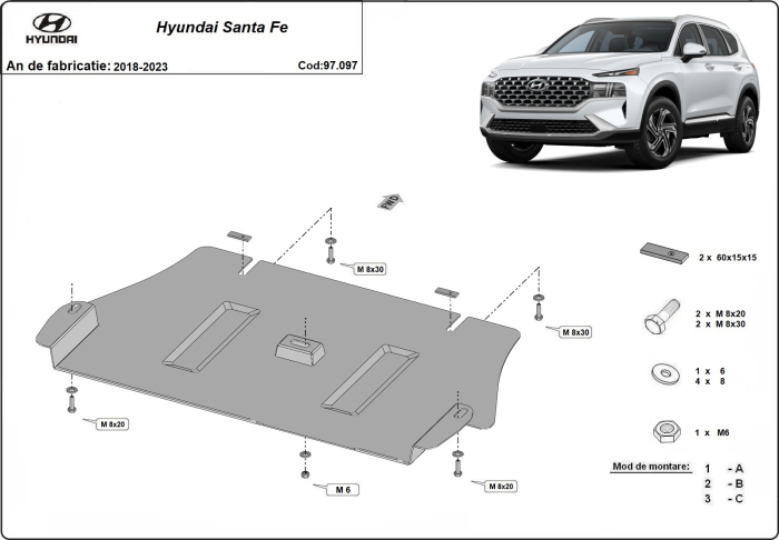 Scut catalizator Hyundai Santa Fe 2018-2023 - Oțel 2 mm [3]