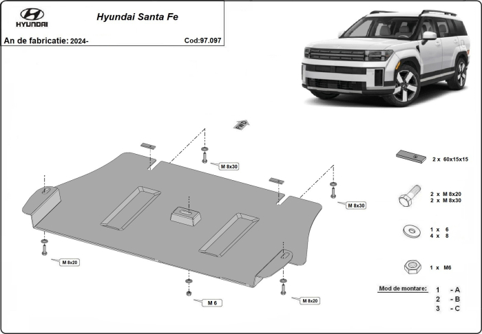 Scut catalizator Hyundai Santa Fe 2024-2026 - Oțel 2 mm [3]