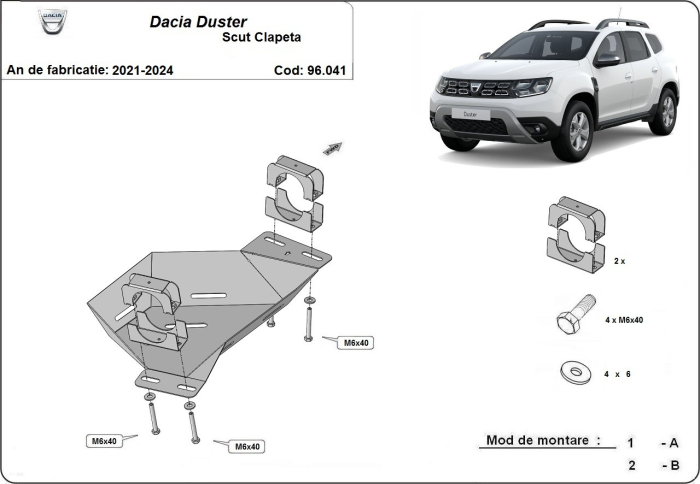 Scut clapetă Dacia Duster 2021-2024 - Oțel 1.5 mm [3]