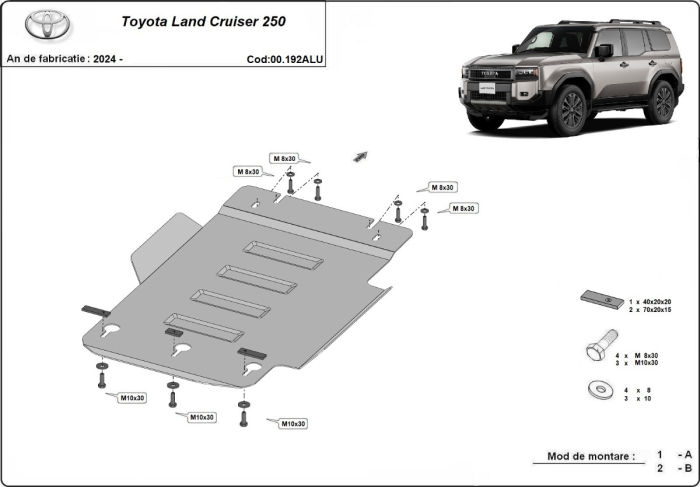 Scut cutie de viteză din aluminiu Toyota Land Cruiser J250 2024-2026 - Aluminiu 4 mm [3]