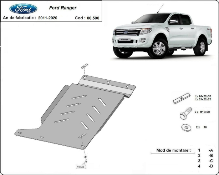 Scut cutie de viteză Ford Ranger 2011-2020 - Oțel 3 mm [3]