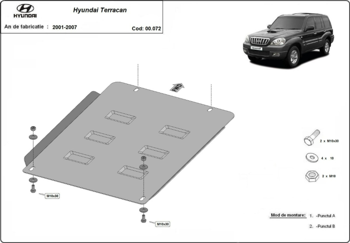 Scut cutie de viteză Hyundai Terracan 2001-2007 - Oțel 2.5 mm [3]