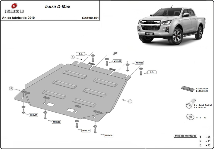 Scut cutie de viteză Isuzu D-Max 2019-2026 - Oțel 3 mm [3]