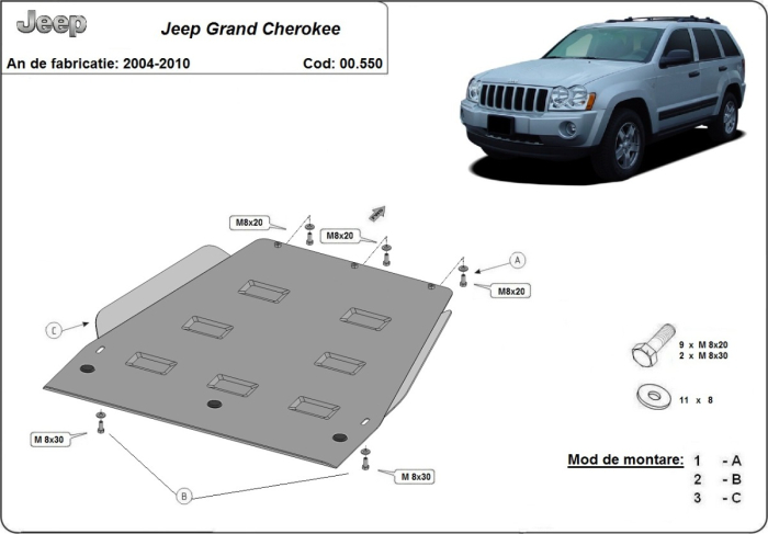 Scut cutie de viteză Jeep Grand Cherokee 2004-2010 - Oțel 2 mm [3]