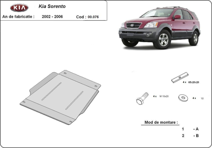 Scut cutie de viteză Kia Sorento 2001-2006 - Oțel 3 mm [3]