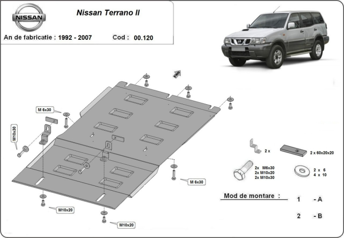 Scut cutie de viteză Nissan Terrano II 1992-2007 - Oțel 3 mm [3]