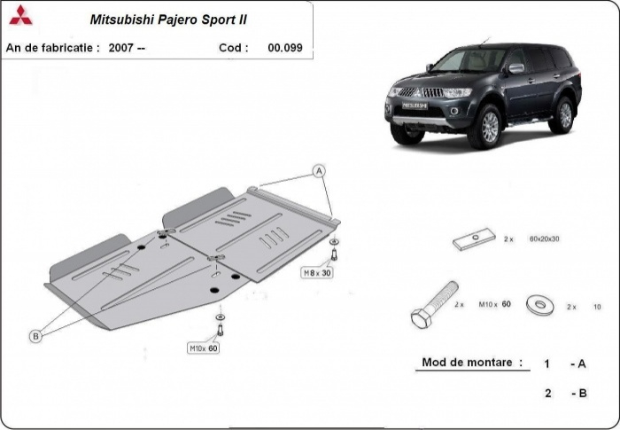 Scut cutie de viteză și radiator Mitsubishi Pajero Sport 2 2007-2026 - Oțel 3 mm [3]